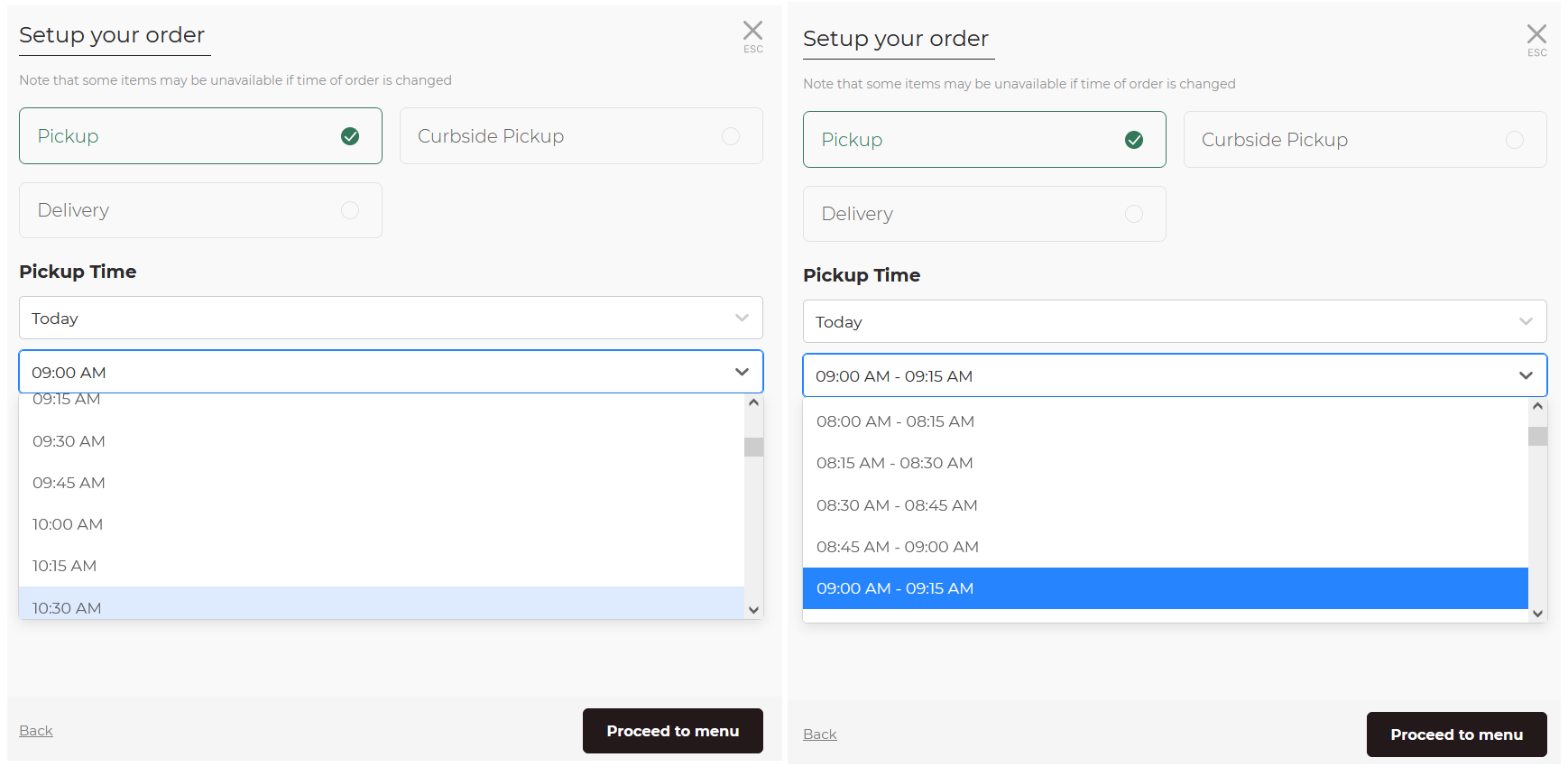 Order Ahead Customer View