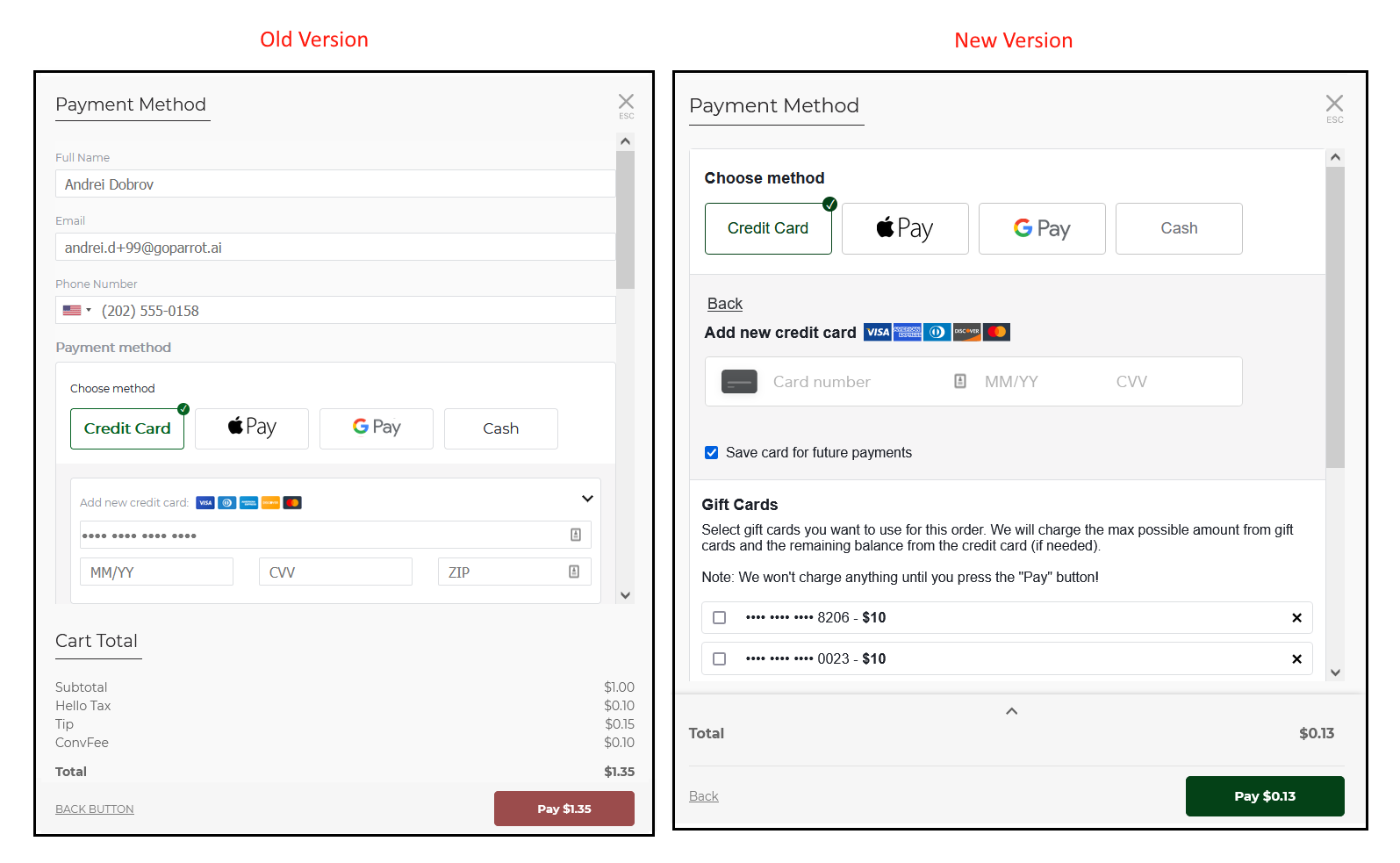 New Payment Form Add Cart