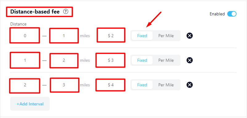 Distance-Based Fee