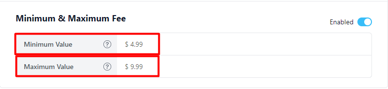 Minimum Maximum Fee