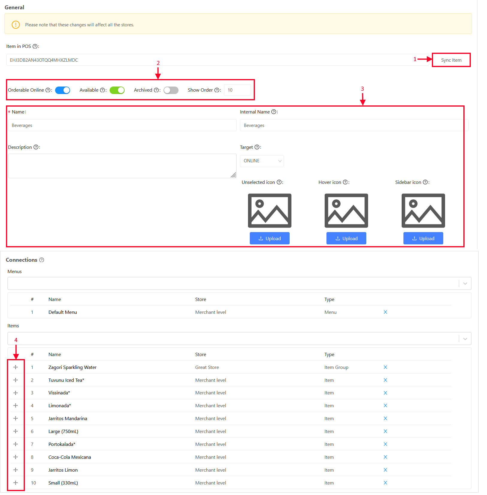 Menu Categories