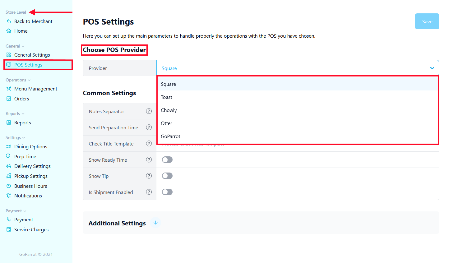 POS Settings