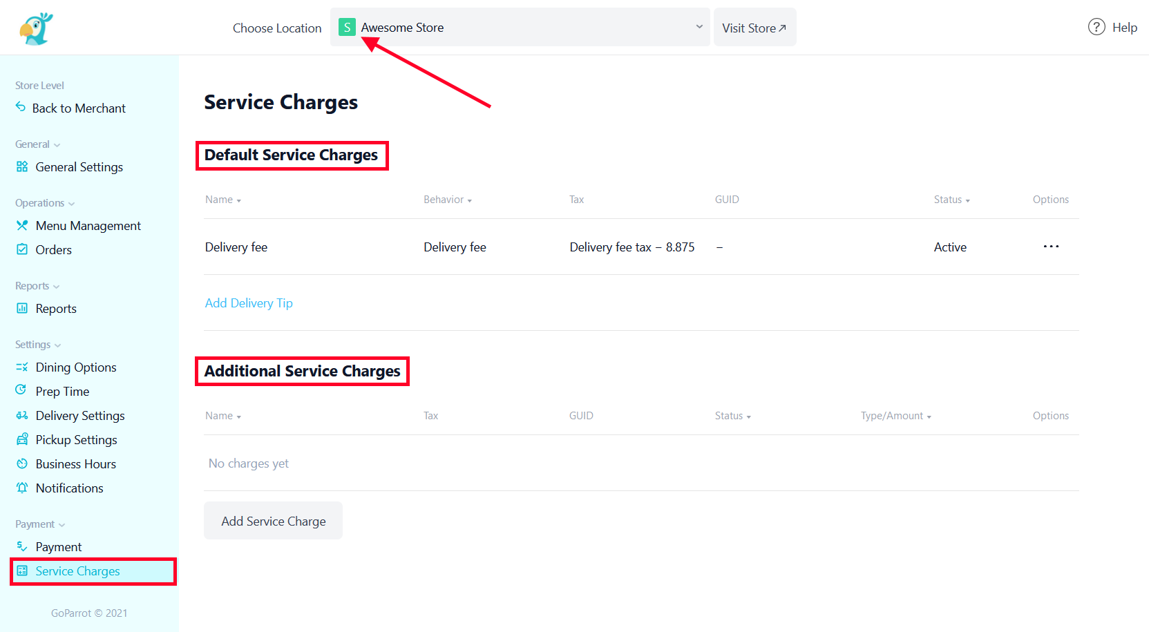 Service Charges Dashboard