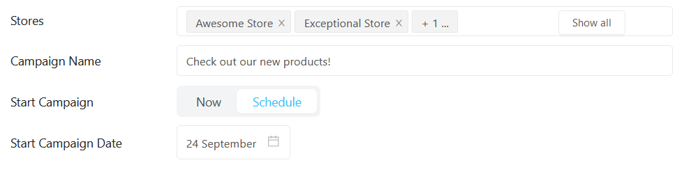 Select Store and Starting Date